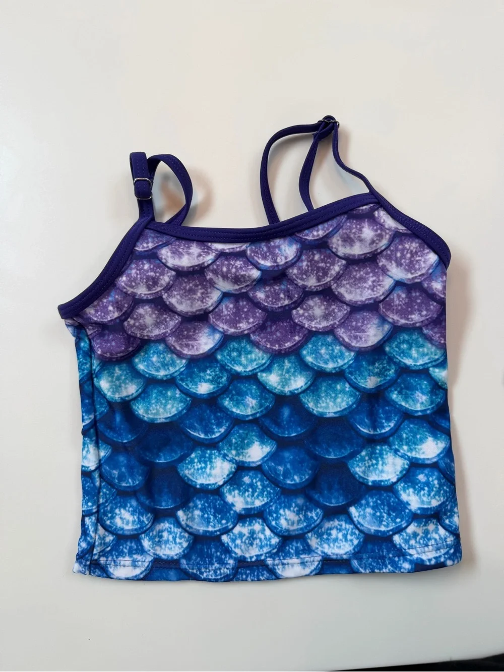 Girls Mermaid Scale Tankini Set in Purple & Blue